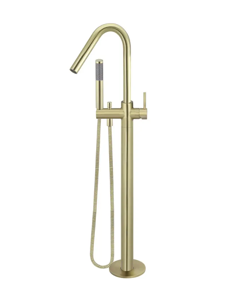 Round Freestanding Bath Spout and Hand Shower