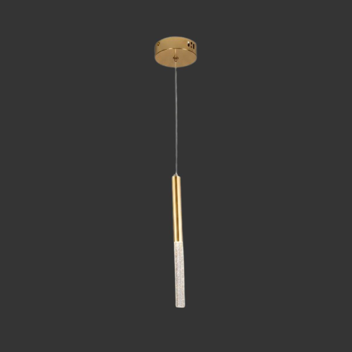 Crystal Tube LED Pendant Light – Gold Finish 