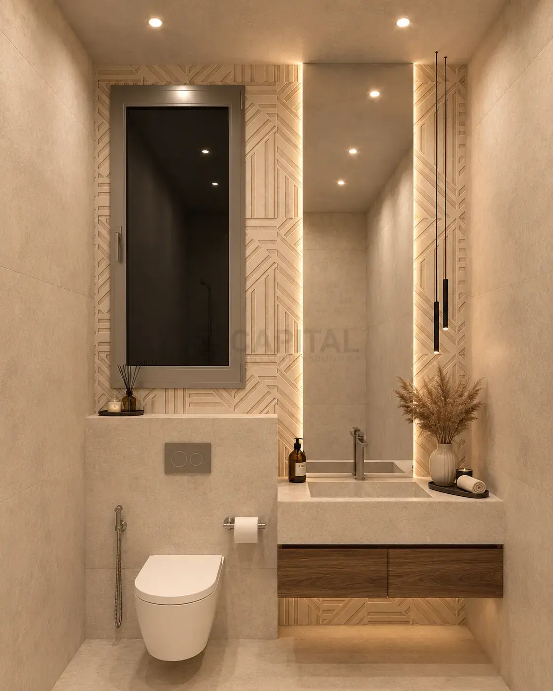 Textured Stone Look Porcelain Vanity  