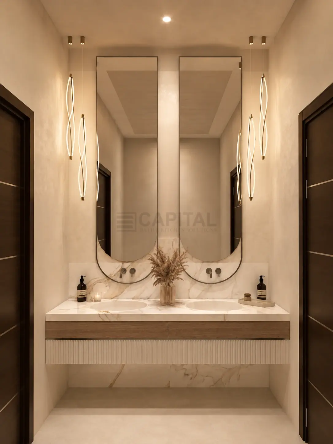 Calacatta Marble Look Porcelain Double Vanity 