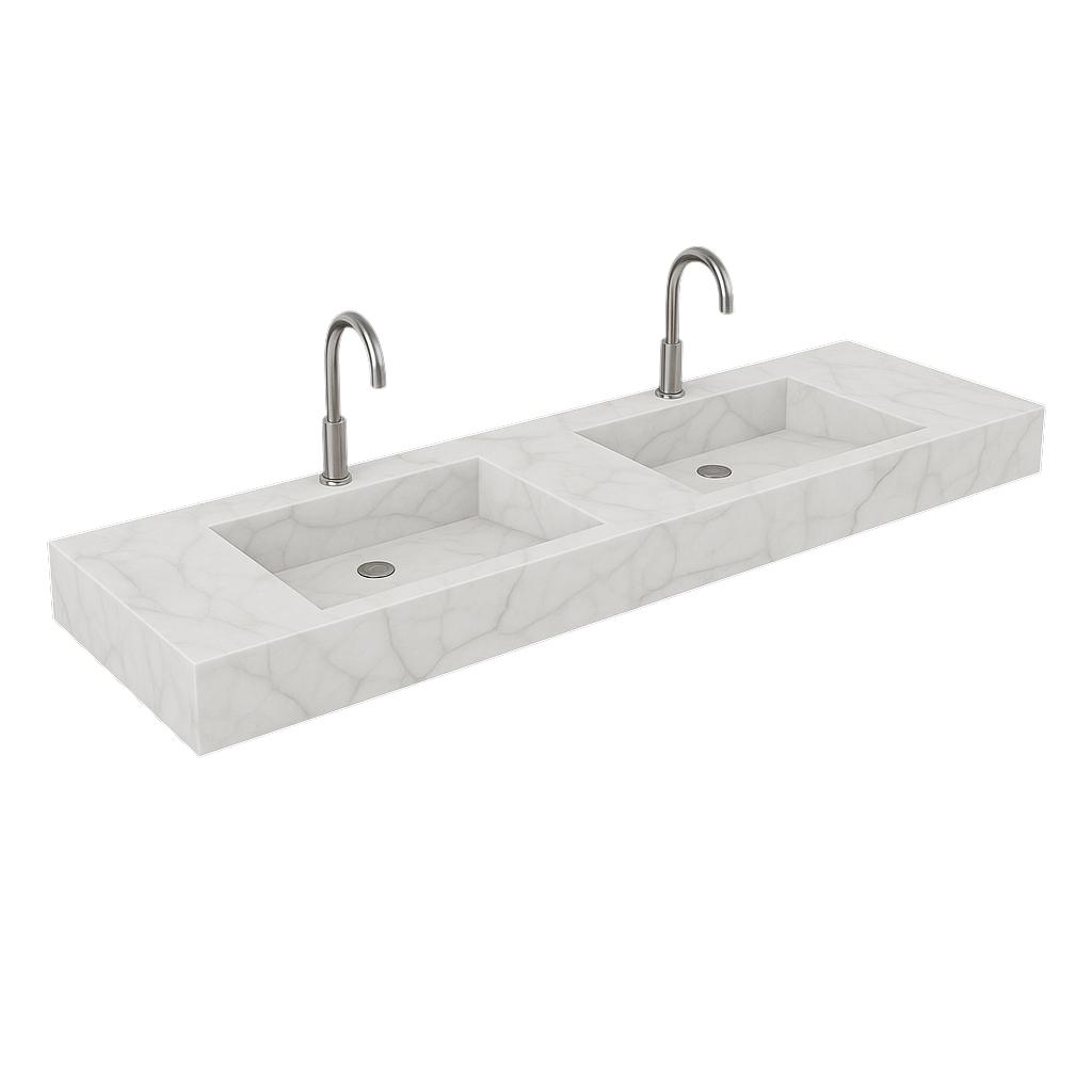 Double Inset Washbasin Porcelain Counter