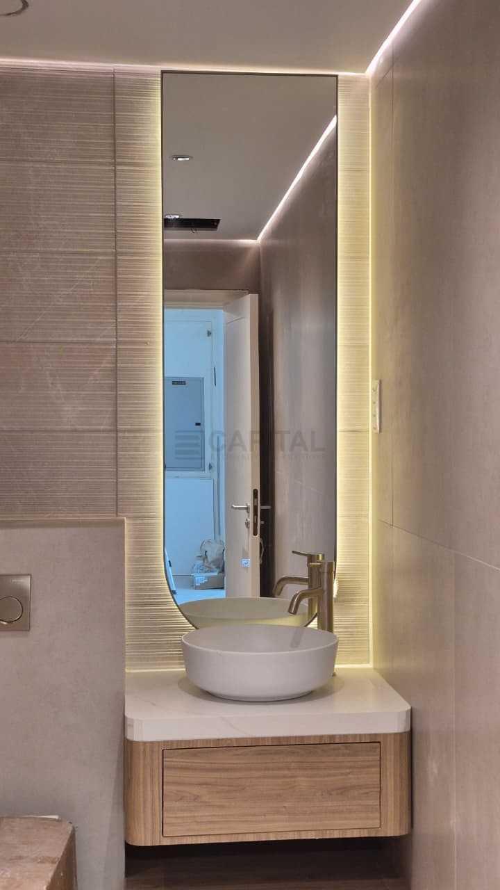 Tall Rectangular LED Bathroom Mirror with Soft Backlit Frame 