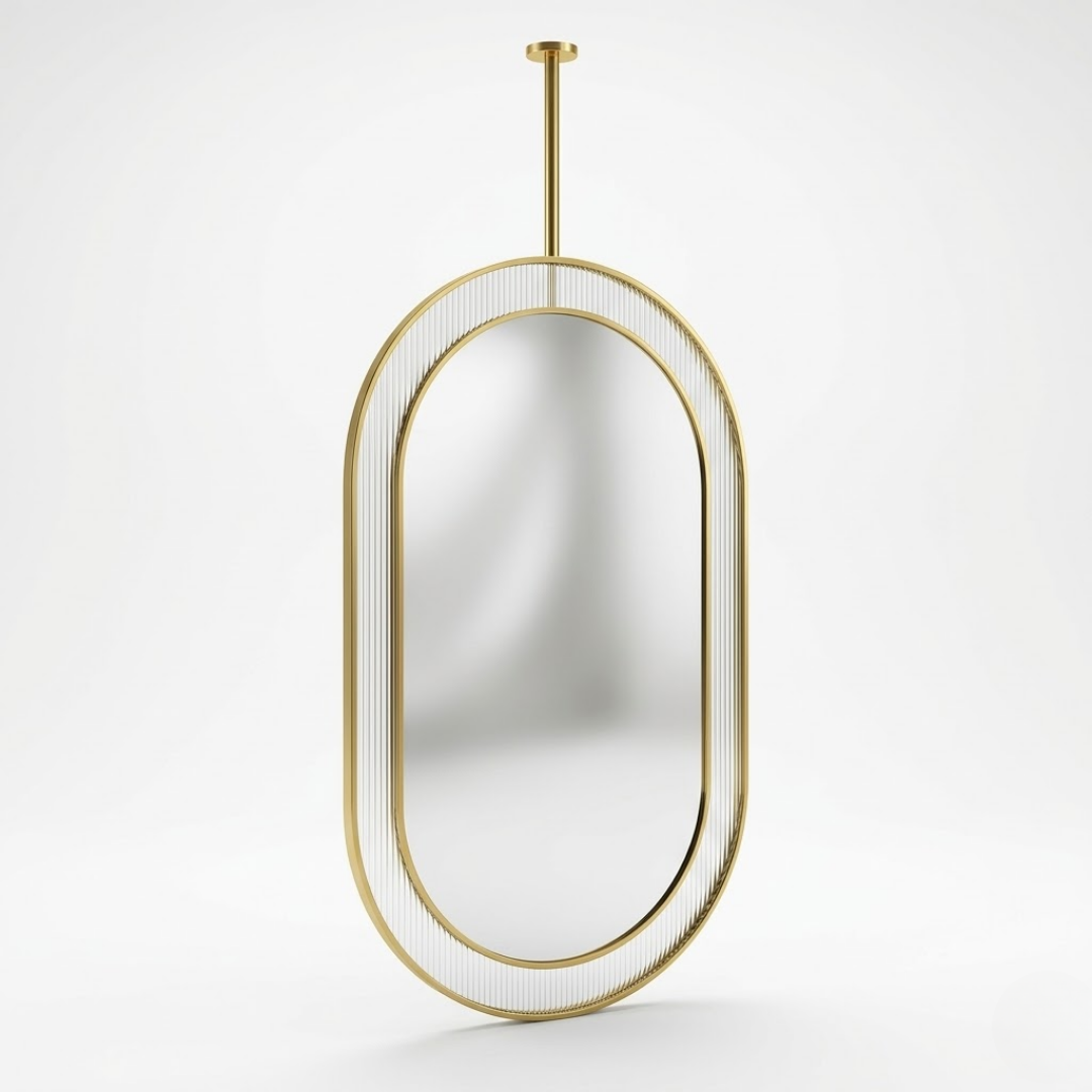Oval Bathroom Mirror with Gold Frame – Luxury Contemporary Design 