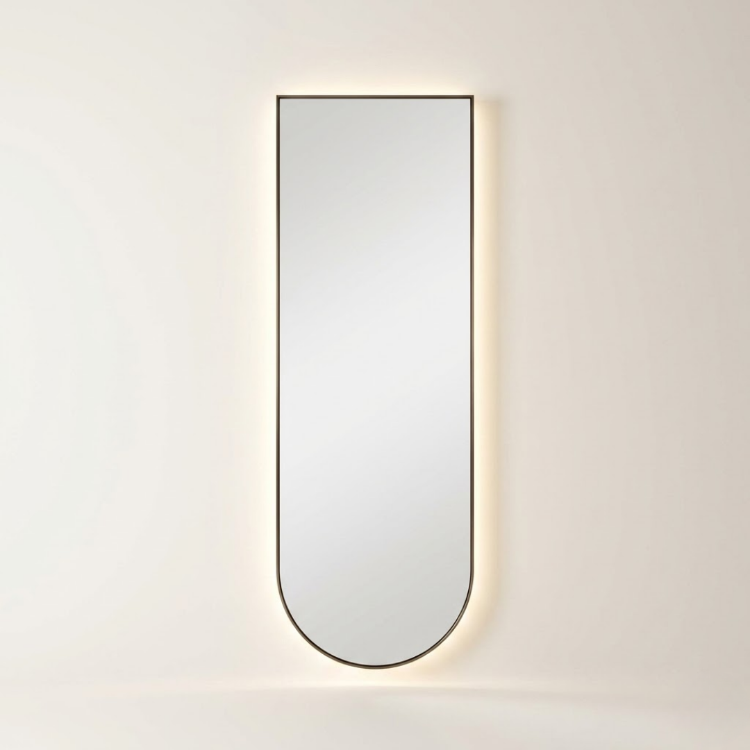 Tall Rectangular LED Bathroom Mirror with Soft Backlit Frame 