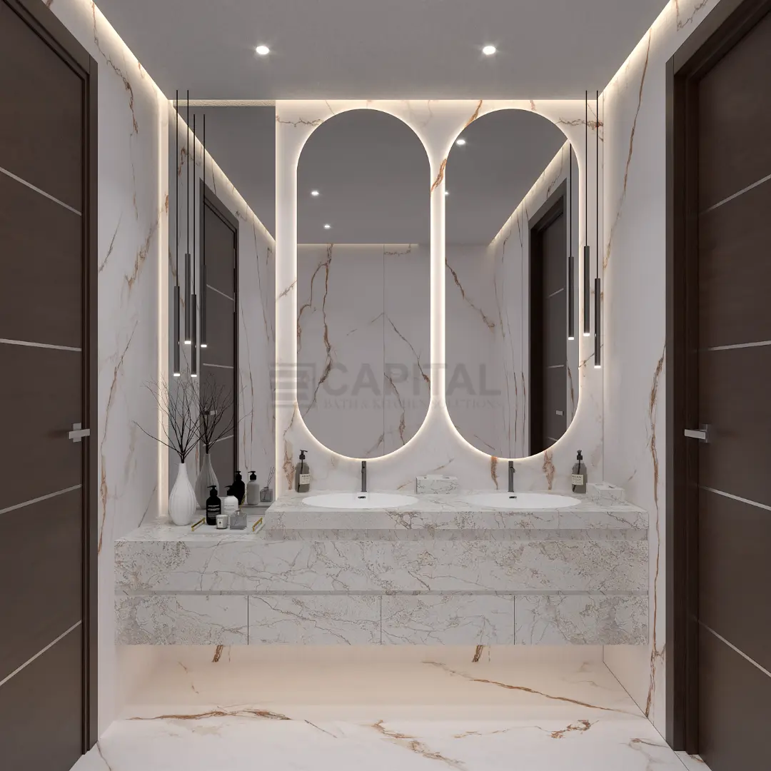 Double Vanity & Dual Arched Mirrors
