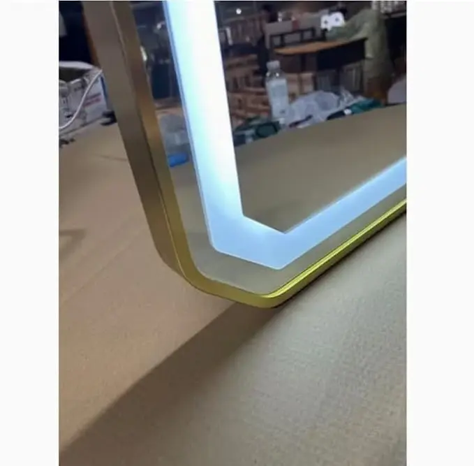 Octagonal Full Length LED Mirror with Gold Frame 