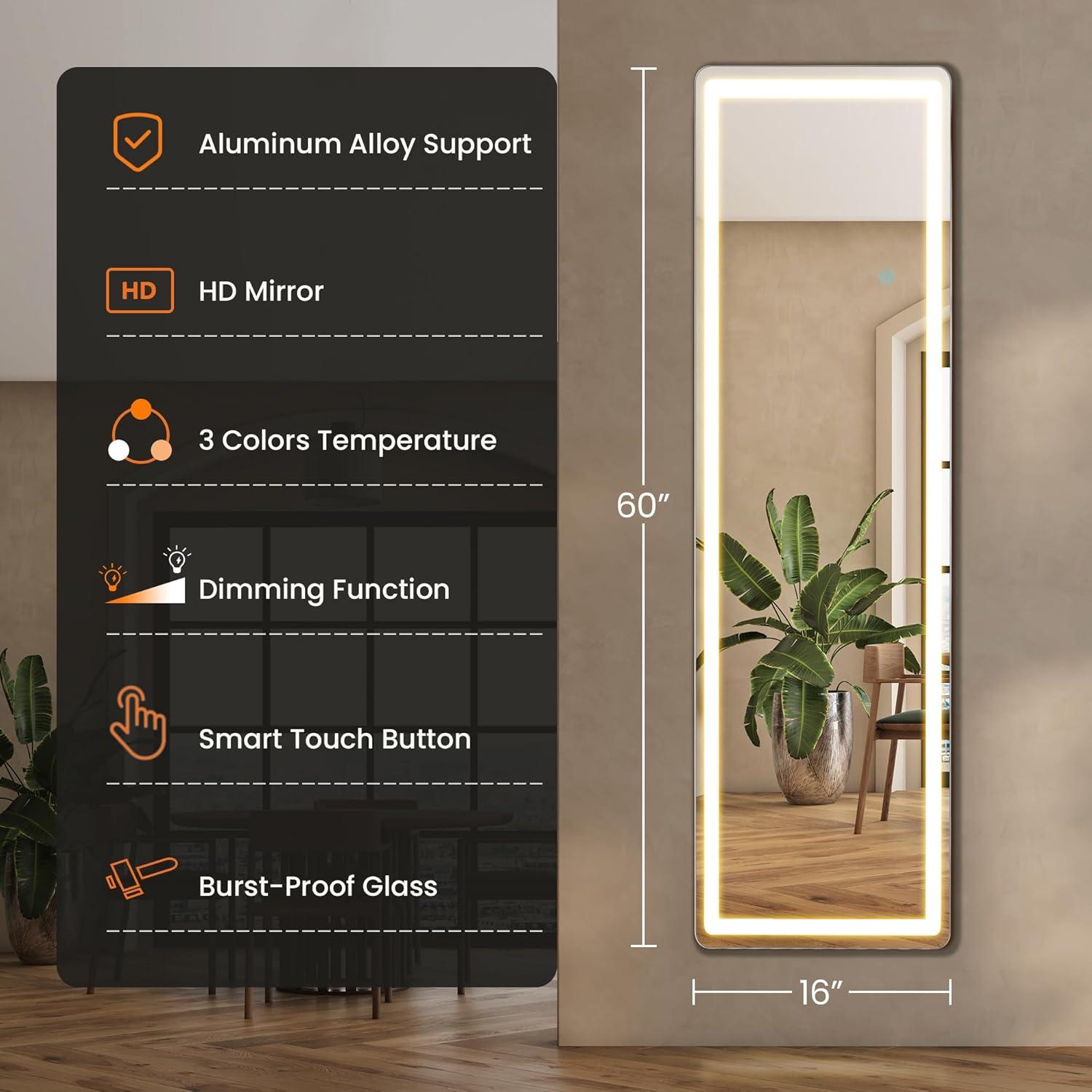 Freestanding Abstract Wavy LED Mirror -  Full Length Floor Mirror