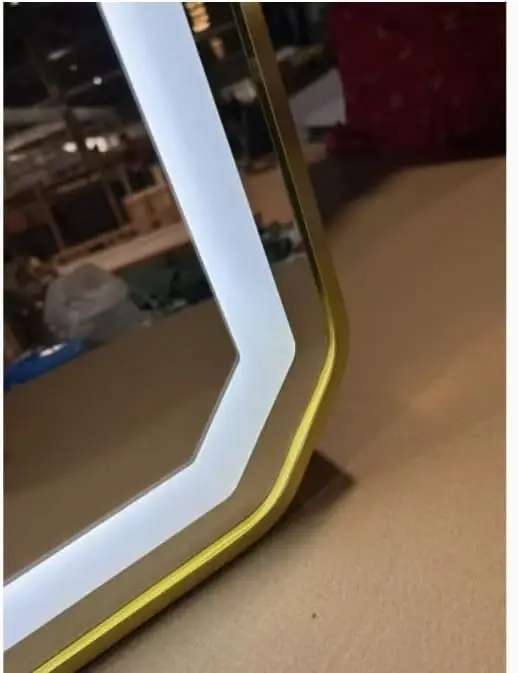 Octagonal Full Length LED Mirror with Gold Frame 