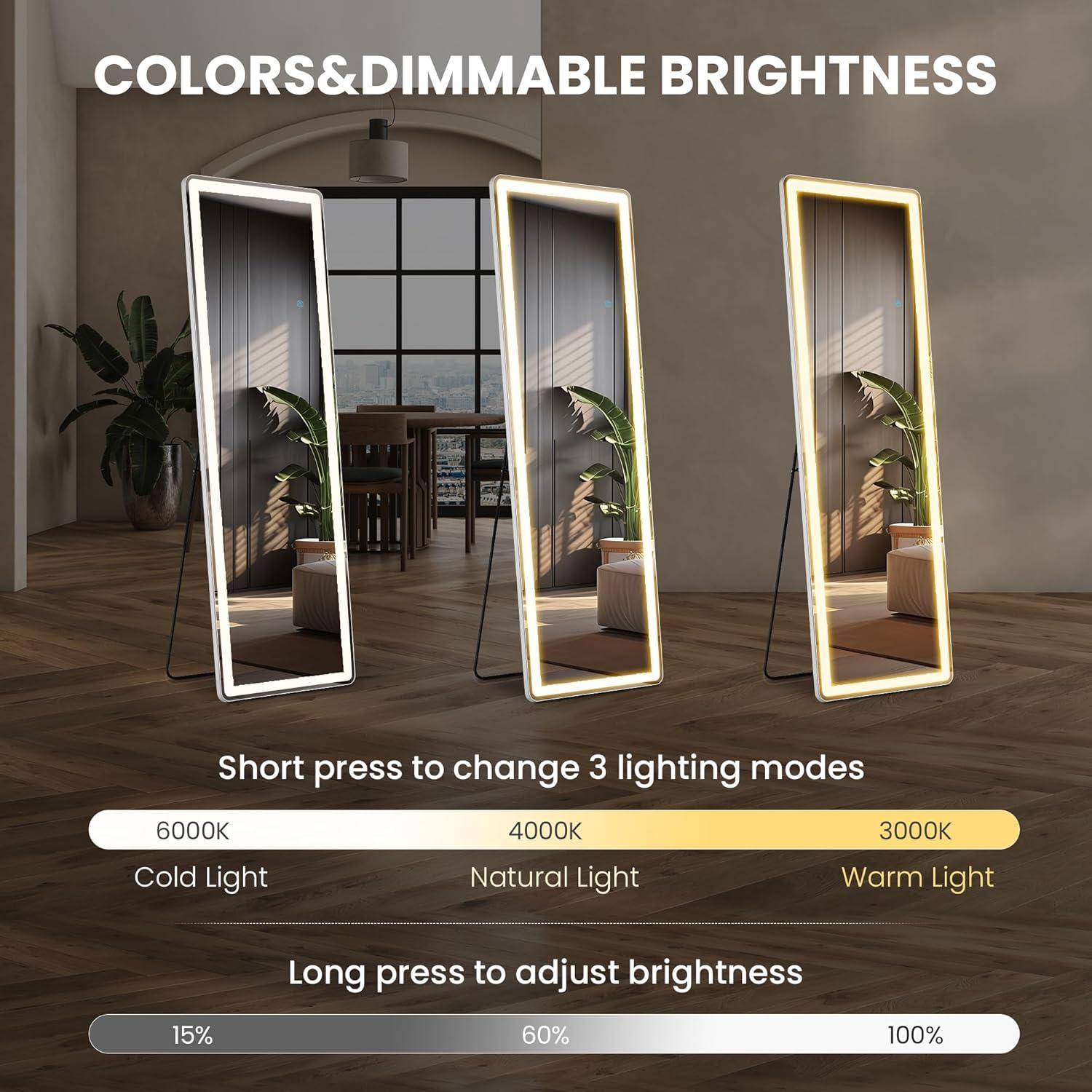 Freestanding Abstract Wavy LED Mirror -  Full Length Floor Mirror